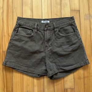 Billabong Women's Charcoal Denim Cuffed High Waisted Shorts Size 28